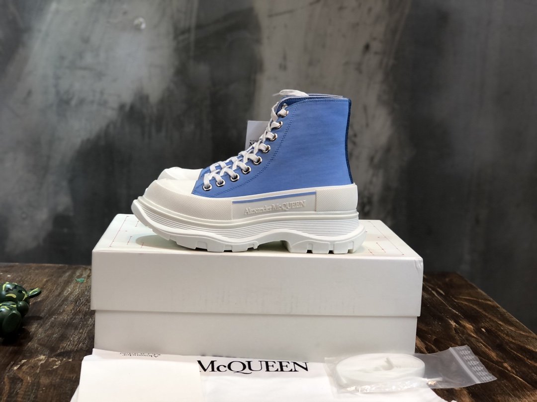 Alexander McQueen Tread Slick Boot Cotton Blue For Women - Soul Replicas