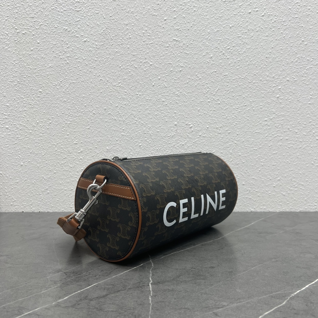 Celine Cylinder Bag In Triomphe Canvas Tan For Women 9in/22cm 110052EJF.04LI - Soul Replicas