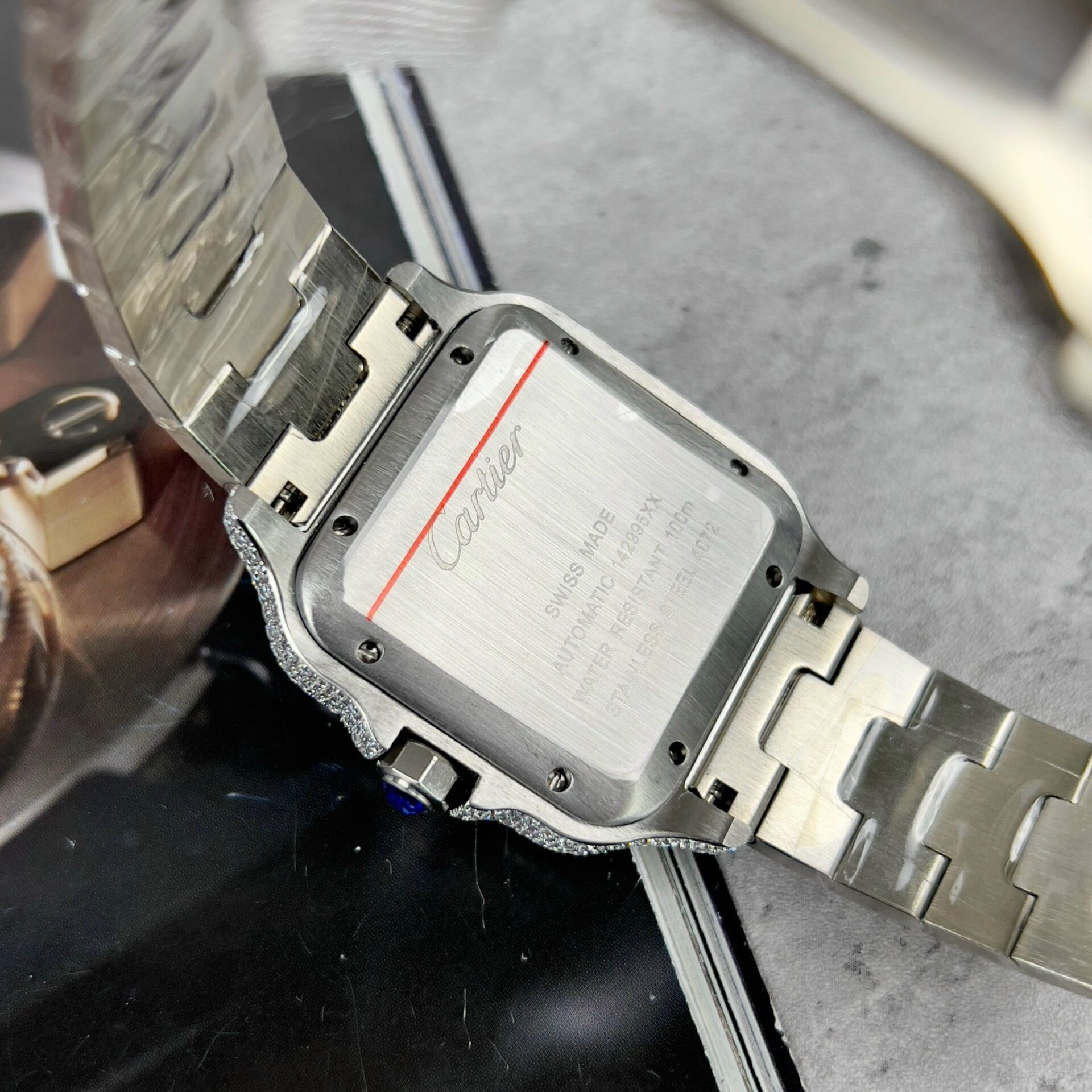 Cartier Santos Best Replica Watch With Full Stone 39.8mm - Soul Replicas