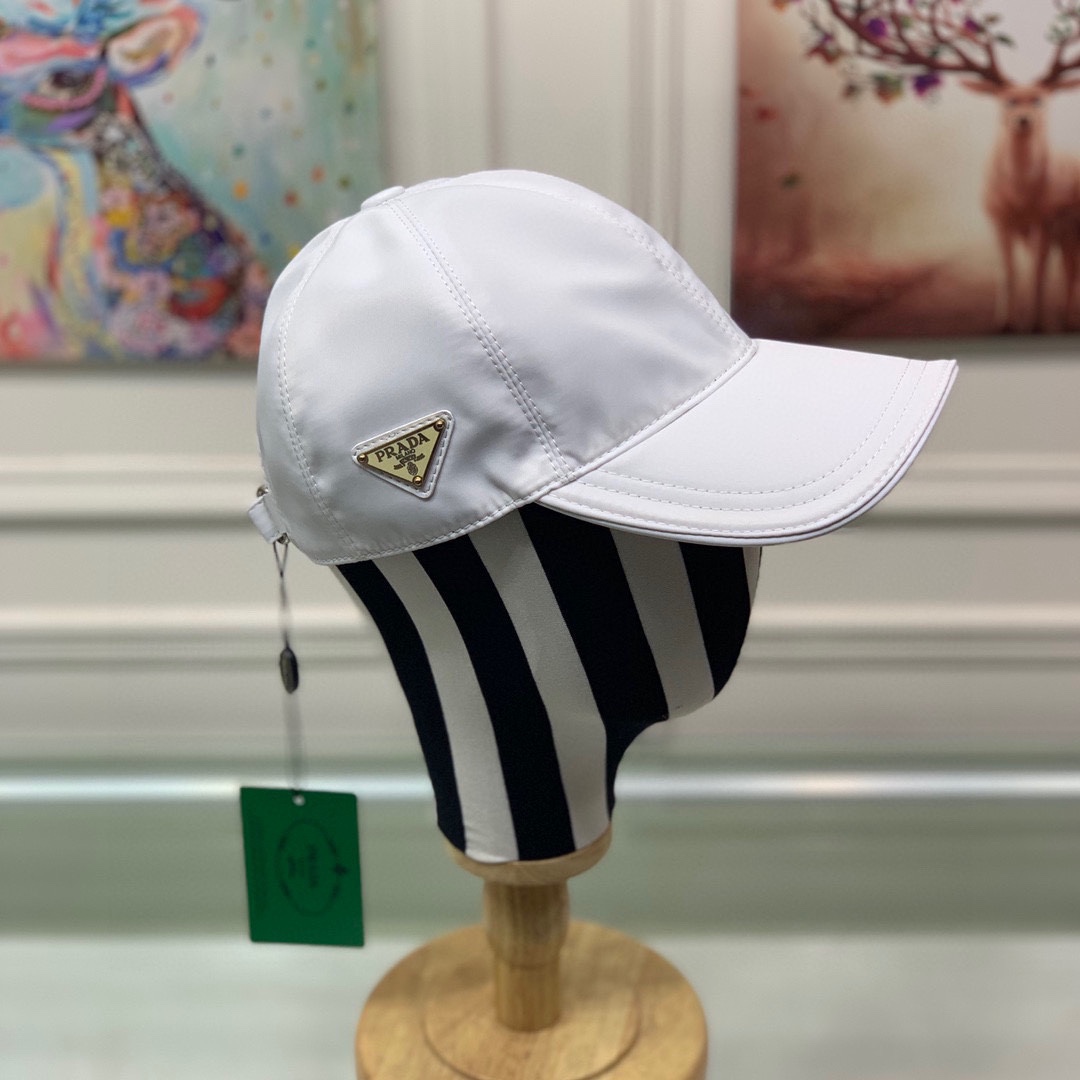 Prada Re-Nylon Baseball Cap White Prada Cap 1HC274_2DMI_F0009 - Soul Replicas