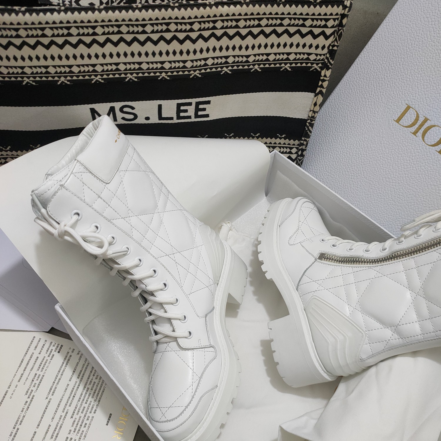 Christian Dior Women's D-Leader Ankle Boot Bright White For Women CD - Soul Replicas