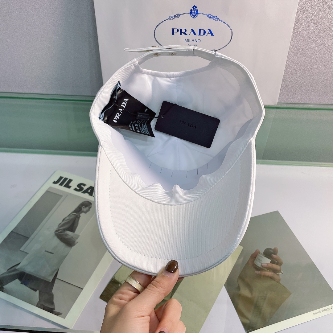 Prada Drill Baseball Cap White Prada Cap - Soul Replicas