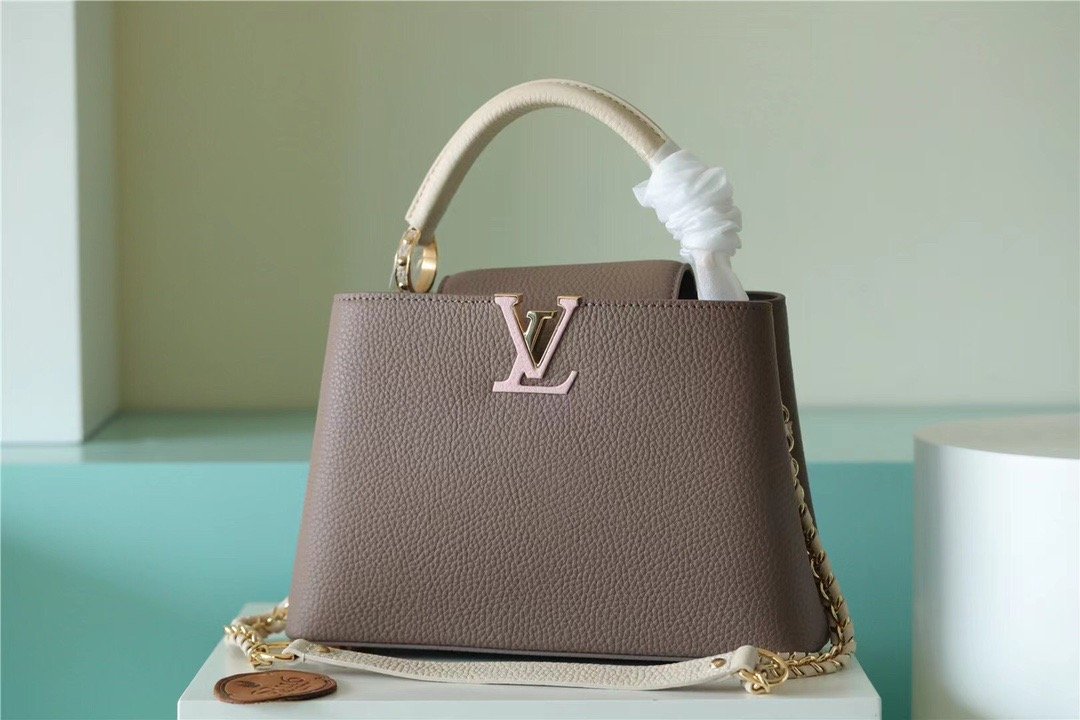 Louis Vuitton Capucines BB Taurillon Smokey Brown Green/ Creme/ Pink For Women. Women's Bags. Shoulder And Crossbody Bags 10.6in/27cm LV - Soul Replicas
