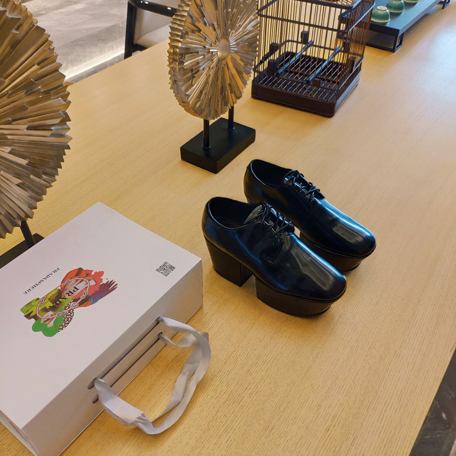 Prada Platform Lace-Ups Shoes Blue For Women 2.75in/70mm Prada - Soul Replicas