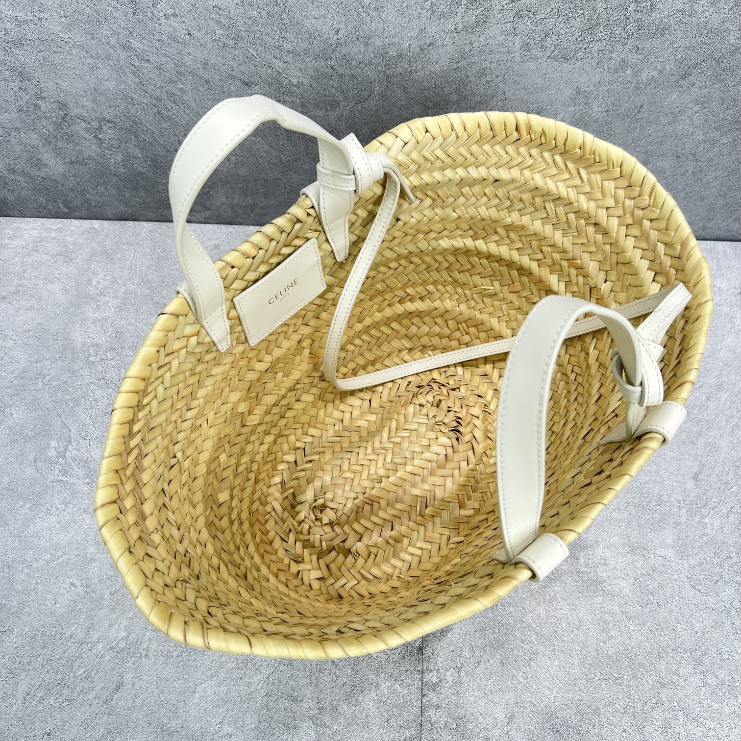 Celine Teen Triomphe Celine Classic Panier In Palm Leaves And Lizard White For Women 8in/20cm - Soul Replicas