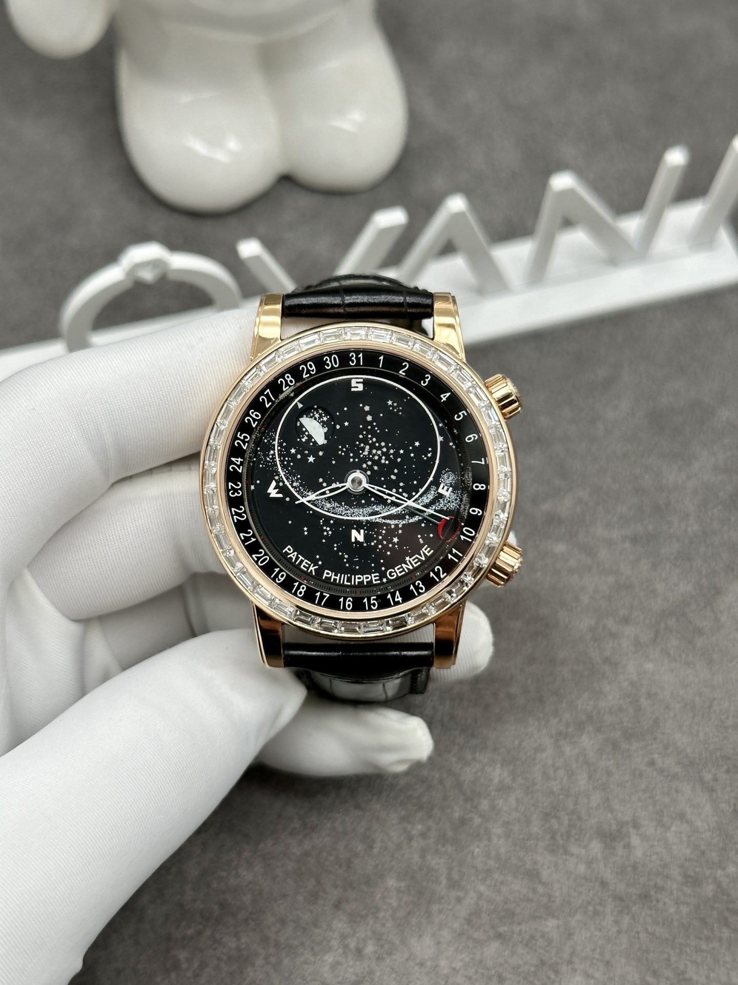 Patek Philippe Best Replica Watch Grand Complications 6104R Custom Solid Gold Watch and Diamonds 44mm - Soul Replicas