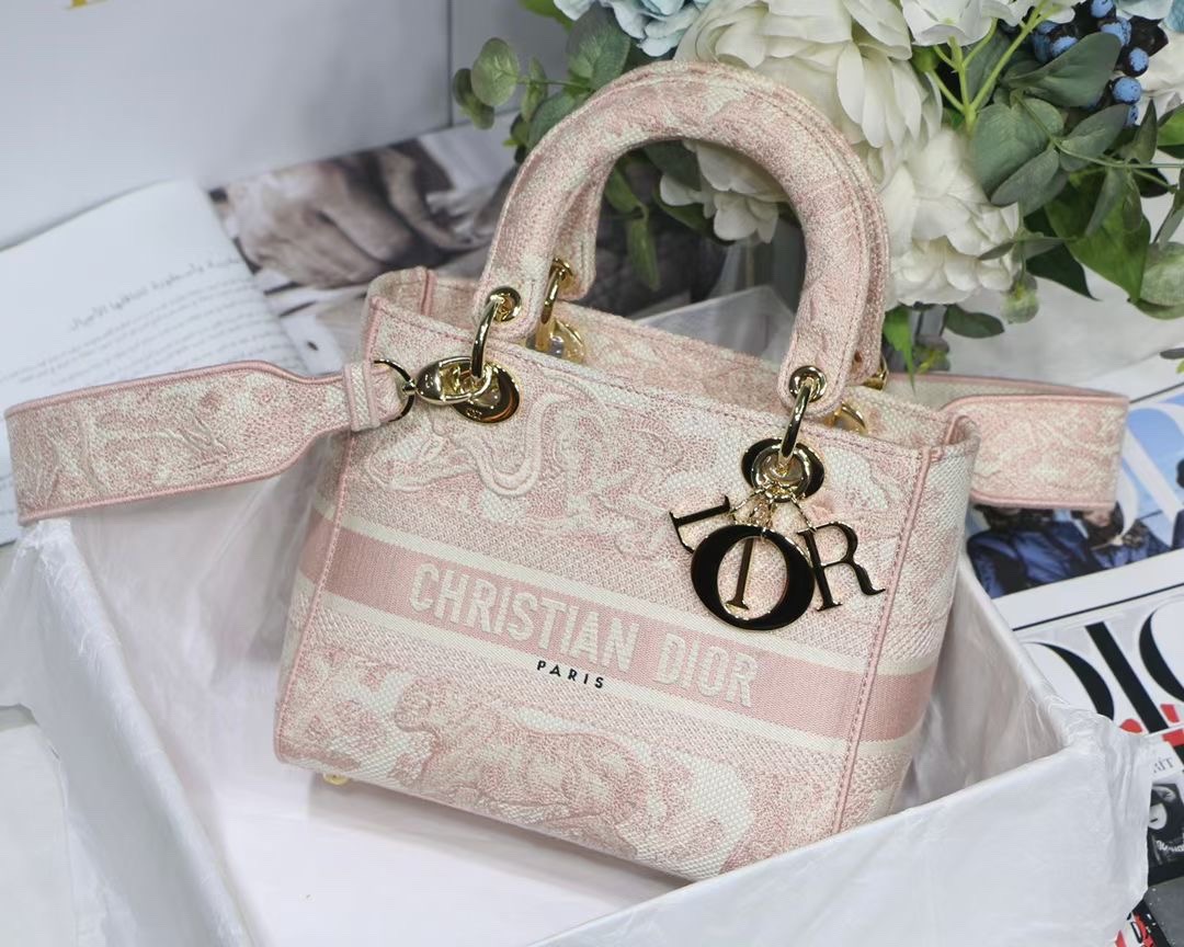 Christian Dior Medium Lady D-Lite Bag Pink. For Women. Women's Handbags 24cm/9.5in CD M0565OTDT_M912 - Soul Replicas