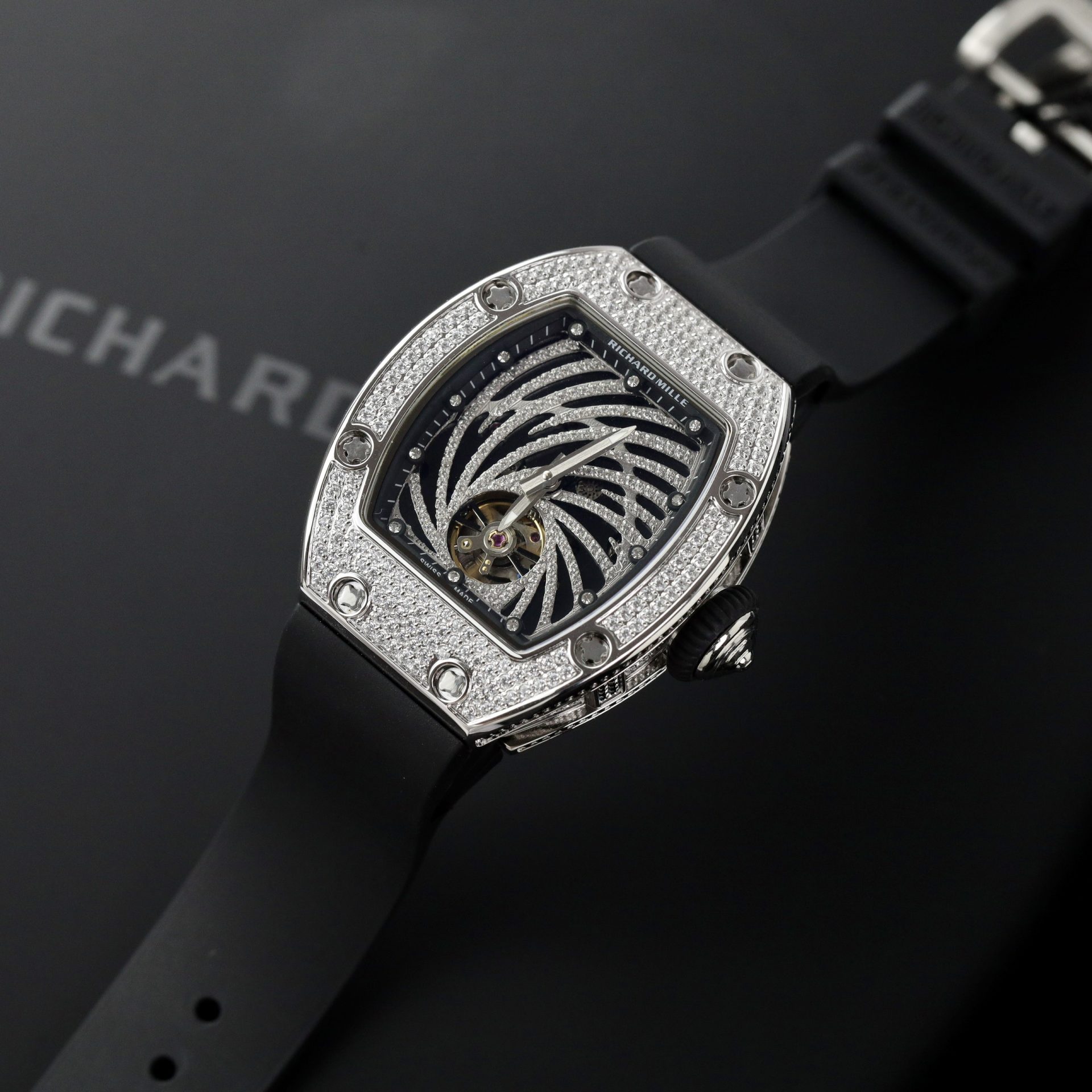 Richard Mille Replica Watch RM51-02 Rhinestone Rubber Strap 40mm - Soul Replicas