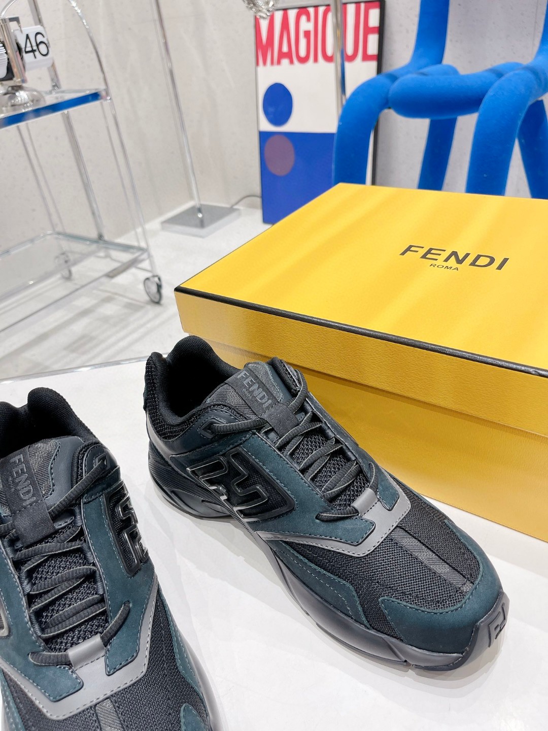 Fendi Nubuck Faster Dark Blue For Women - Soul Replicas