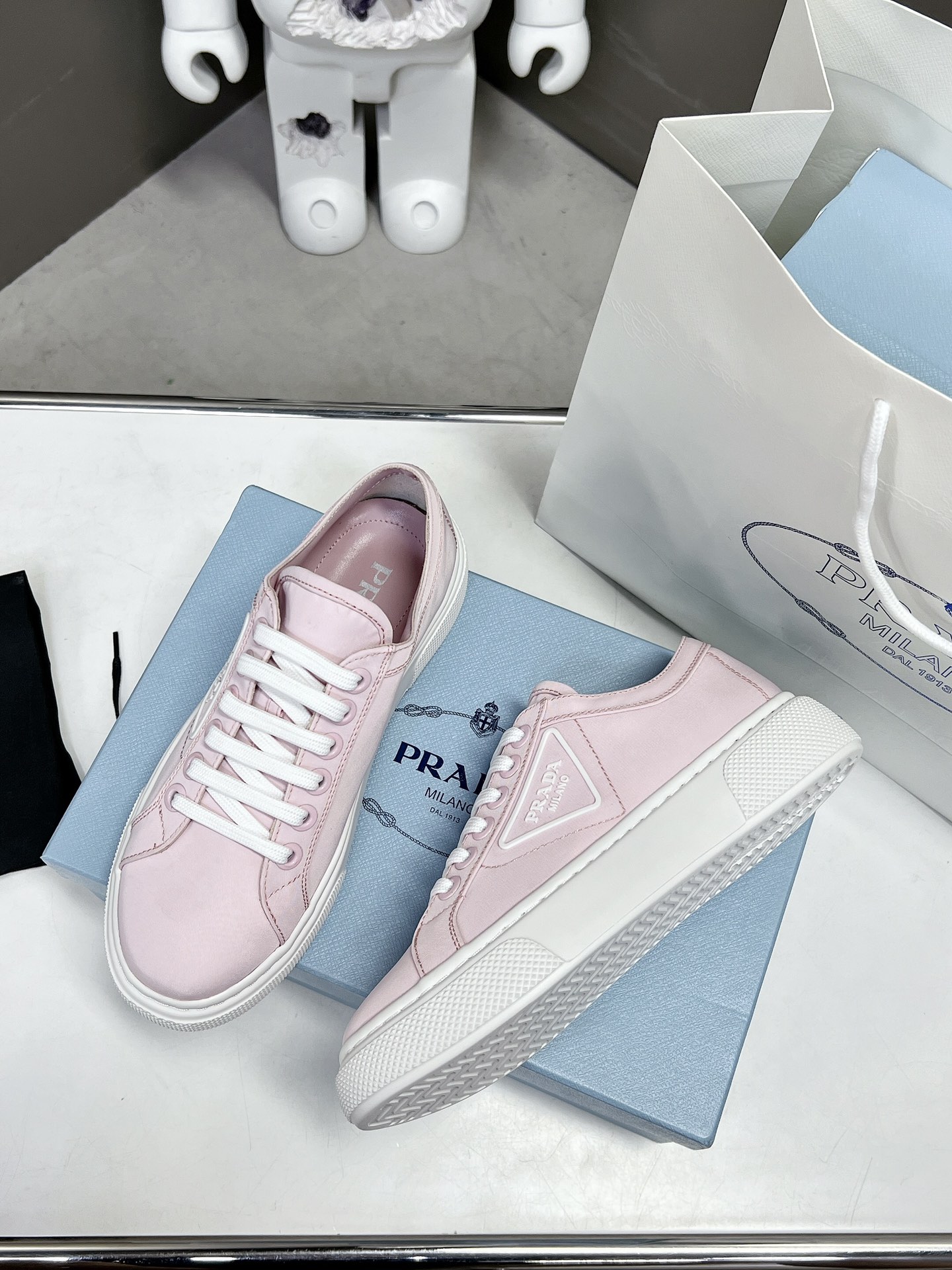 Prada Macro Re-Nylon And Brushed Sneakers Pink For Women 1.2in/30mm Prada - Soul Replicas