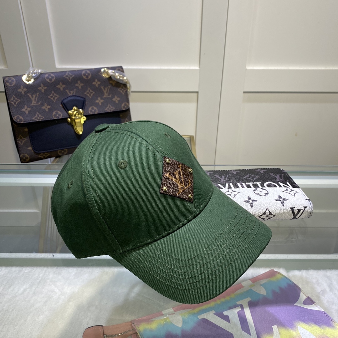 Louis Vuitton Embroidered Logo Baseball Cap Green LV Cap - Soul Replicas