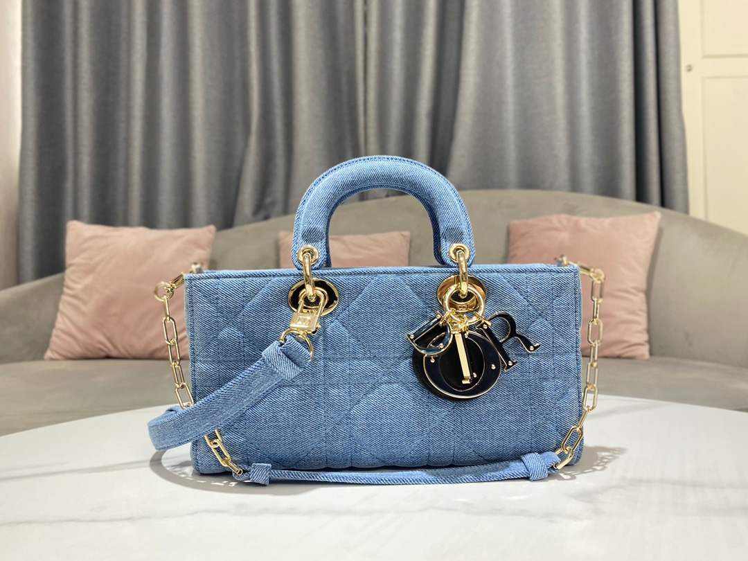 Christian Dior Lady D-Joy Bag Blue. For Women. Women's Handbags 26cm/10in CD M0540WTJA_M928 - Soul Replicas