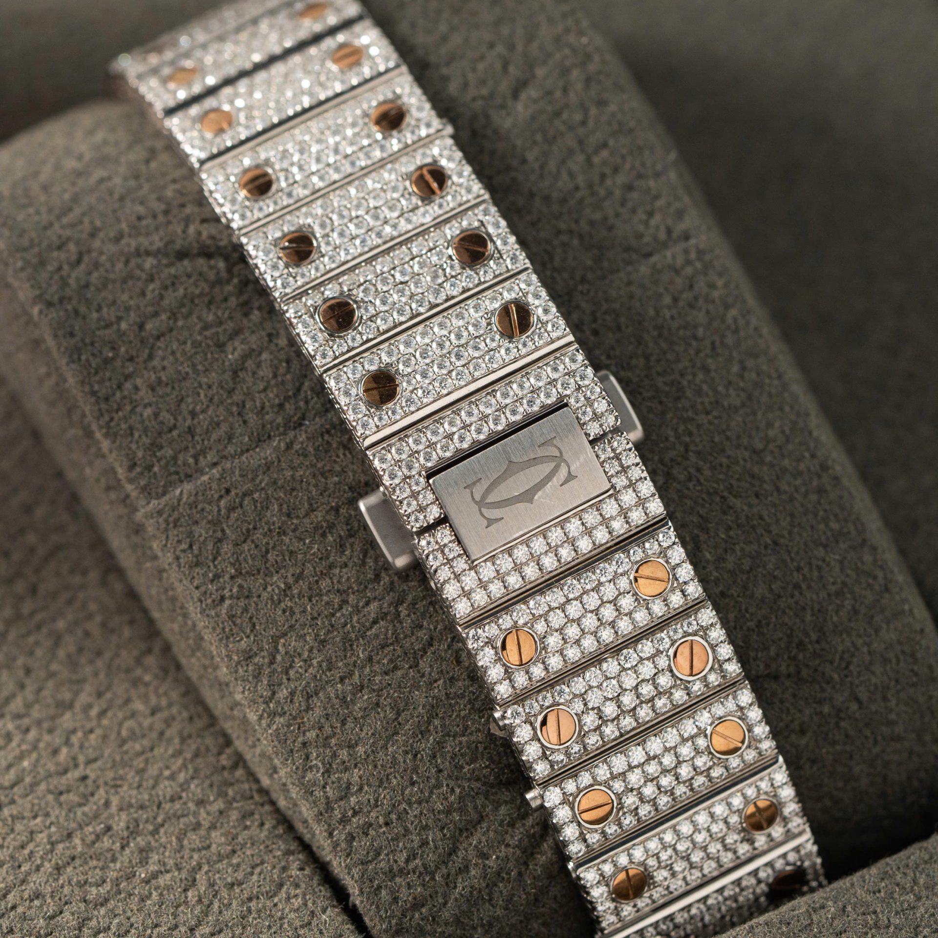 Cartier Santos Replica Watch With Full Diamond Moissanite Hong Kong 35mm - Soul Replicas