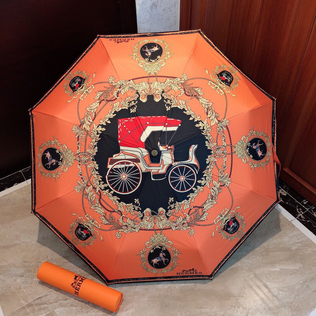 Hermes Pluie De H Folding Umbrella Orange - Soul Replicas