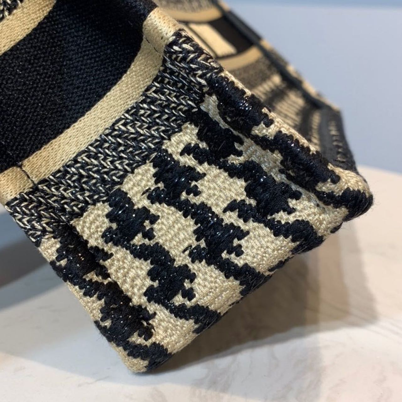 Christian Dior Mini Book Tote Bag Herringbone Embroidered Canvas For Women 22cm/9in CD - Soul Replicas