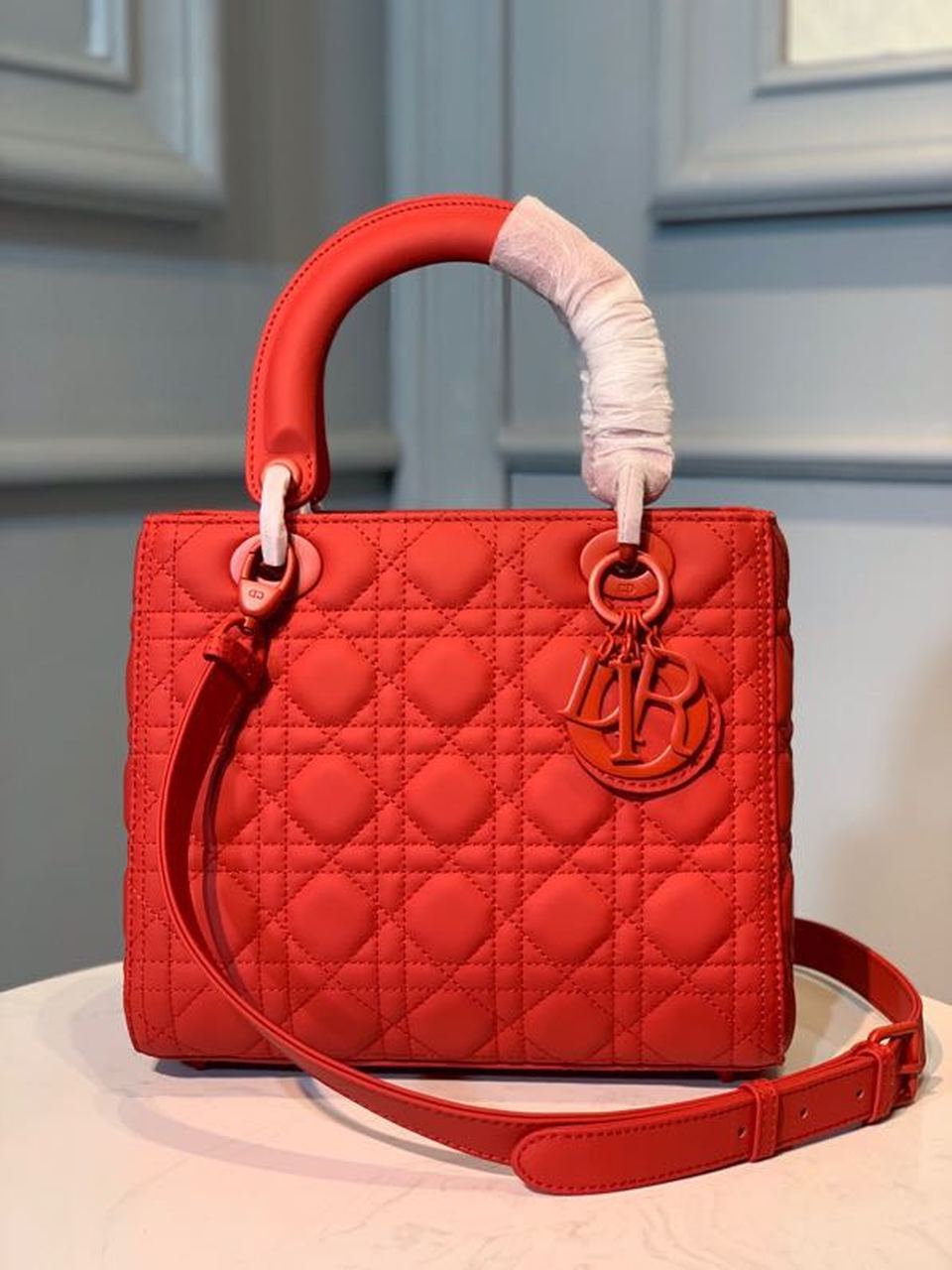 Christian Dior Medium Lady Dior Bag Matte Hardware Red Ultramatte For Women 9.5in/24cm CD - Soul Replicas