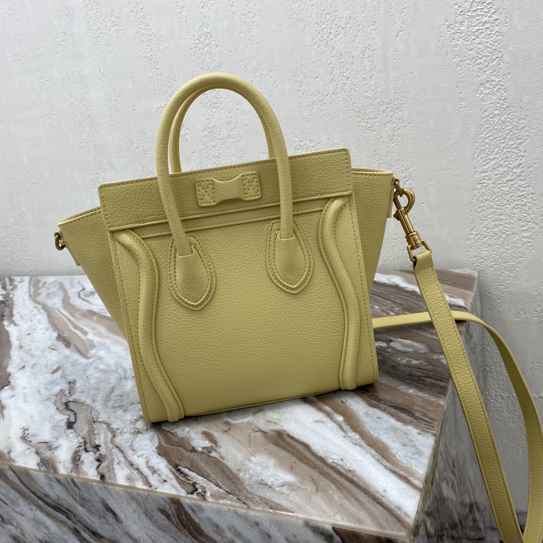 Celine Nano LuGucciage Bag In Drummed Yellow For Women 8in/20cm - Soul Replicas