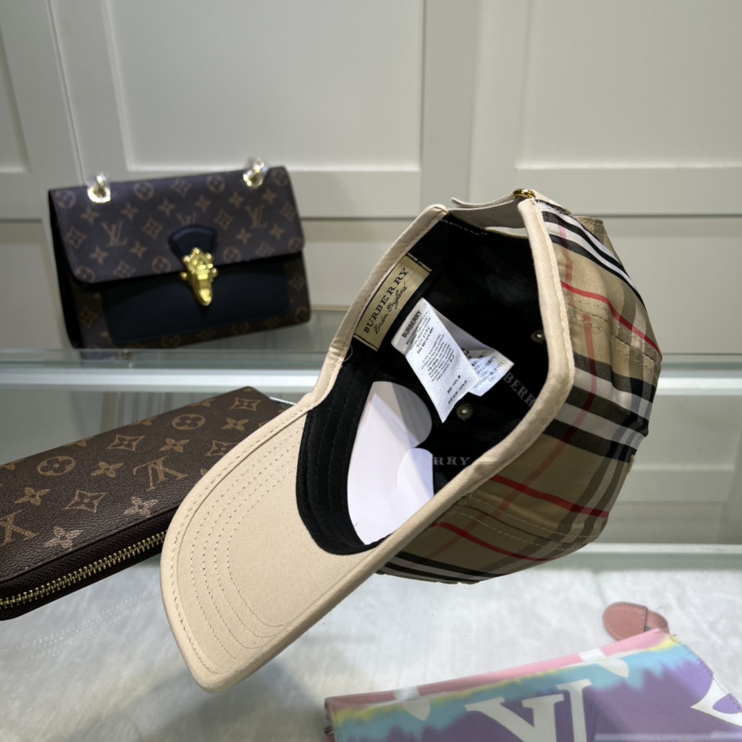 Burberry Monogram Motif Icon Stripe Cotton Baseball Cap Beige - Soul Replicas