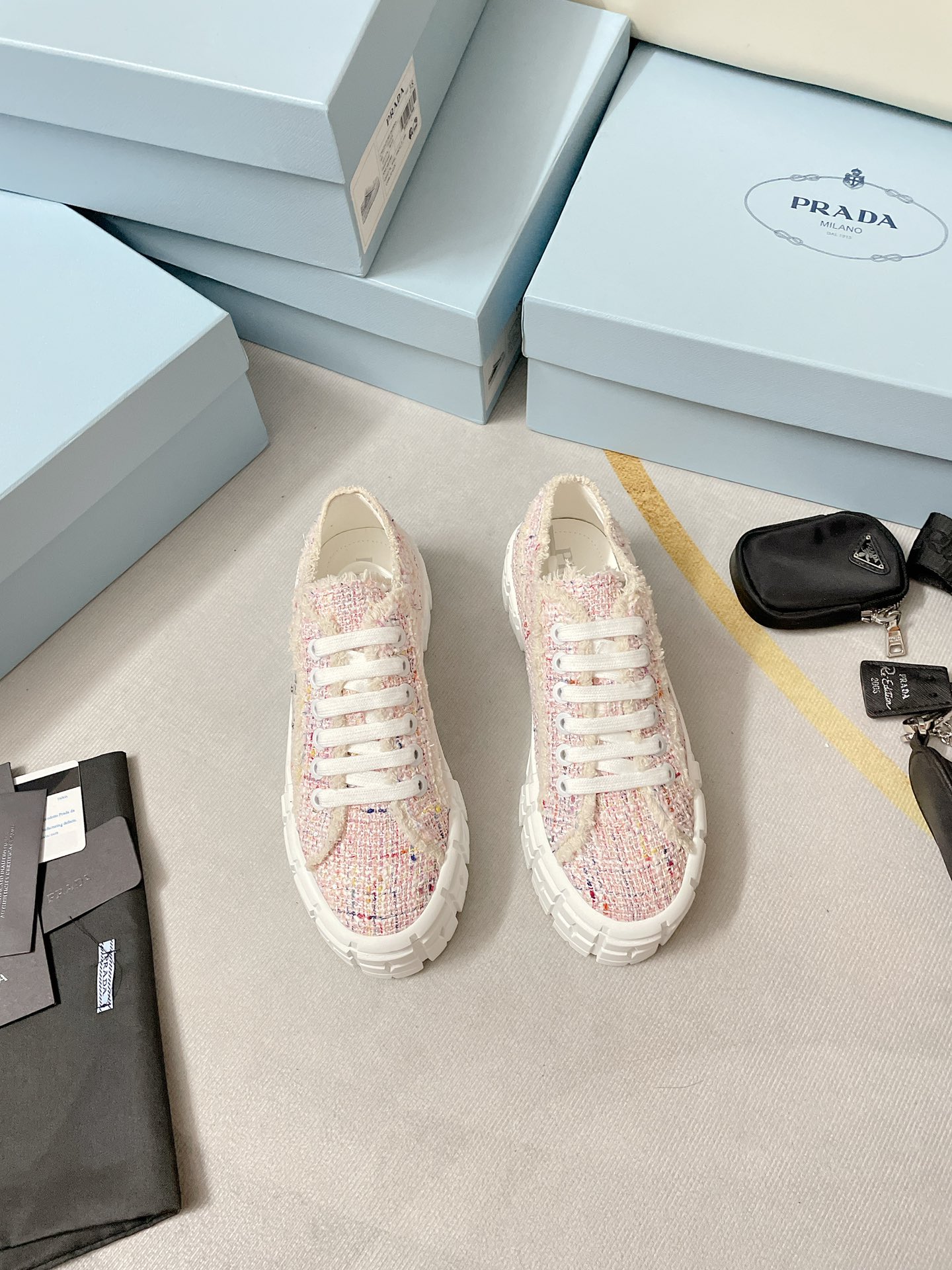 Prada Double Wheel Gabardine Sneakers Pink For Women 2in/50mm Prada - Soul Replicas