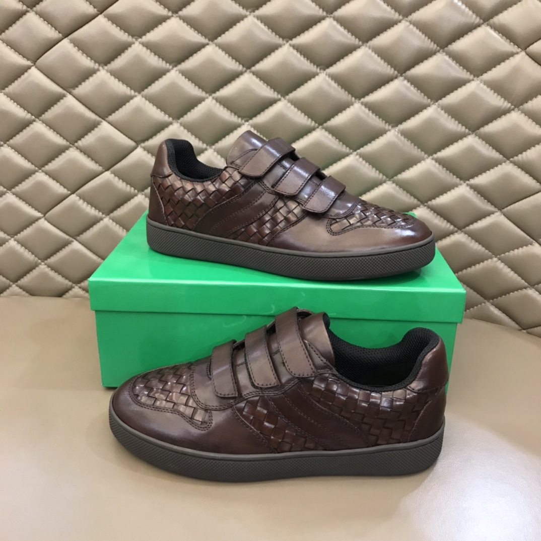 Bottega Veneta Men's Closure Straps With Wave Line Sneakers Brown For Men - Soul Replicas