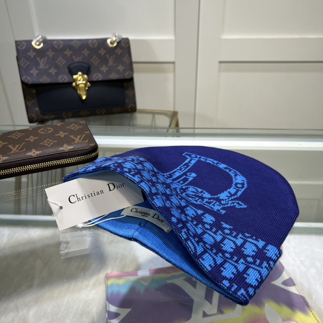 Dior Pompom Beanie In Blue - Soul Replicas