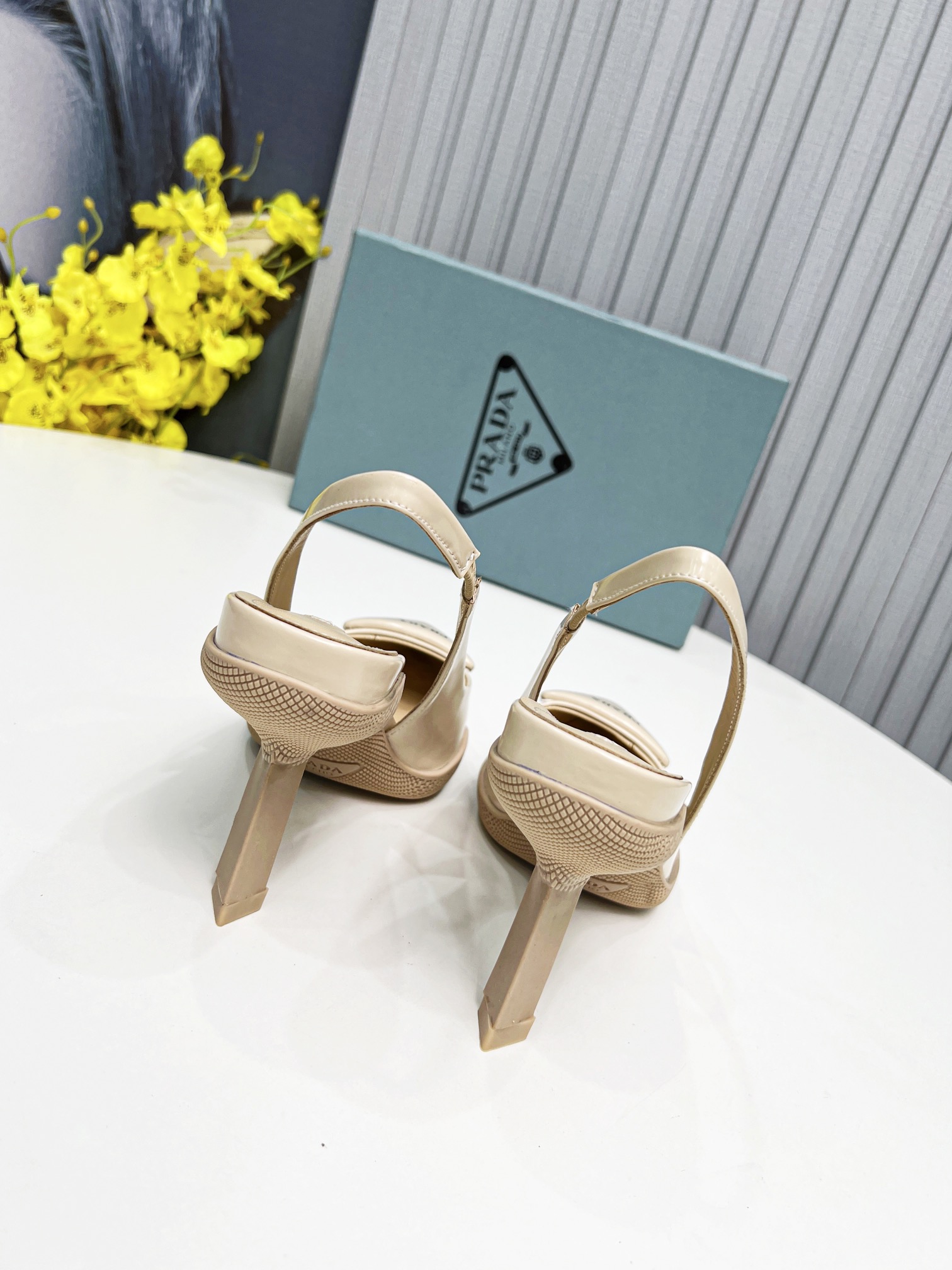 Prada Brushed Slingback Pumps Beige For Women Prada  - Soul Replicas