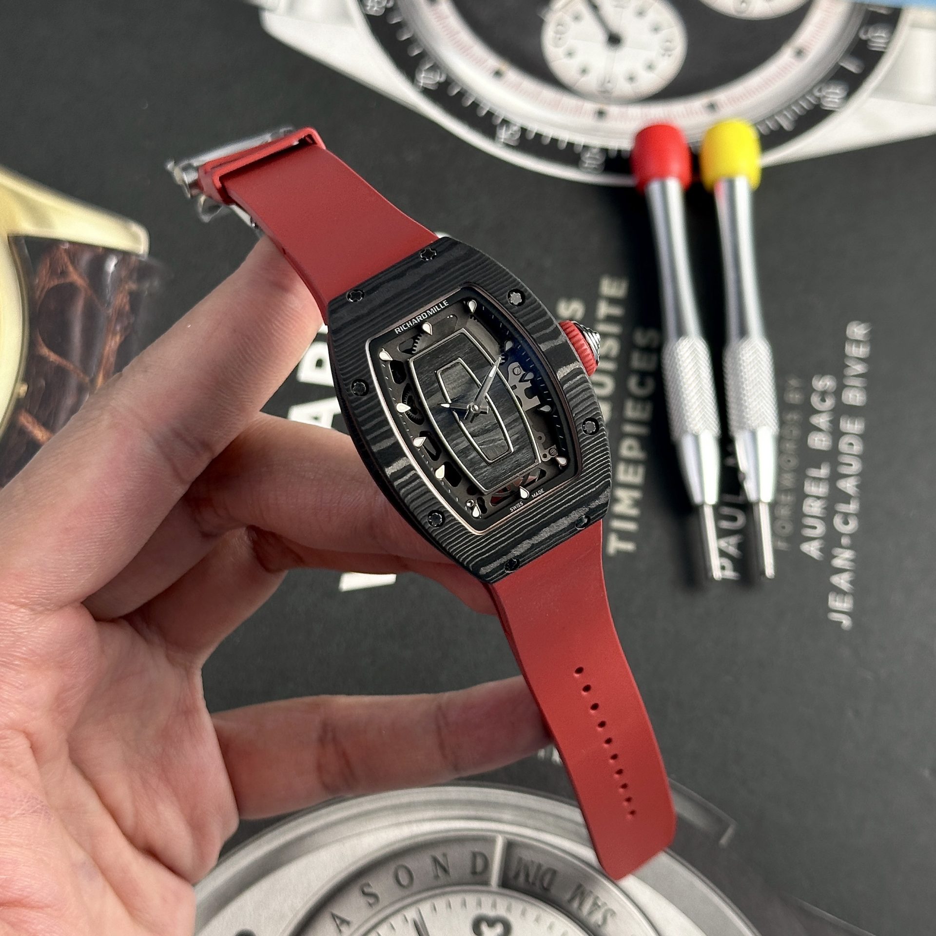 Richard Mille Replica Watch RM07-01 Black Carbon Rubber Strap 32x46mm - Soul Replicas