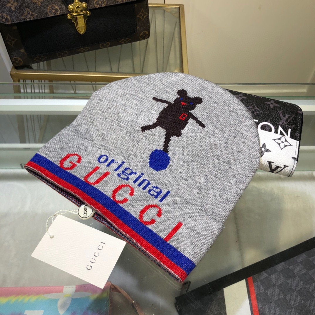 Gucci Beanie Cashmere In Grey - Soul Replicas