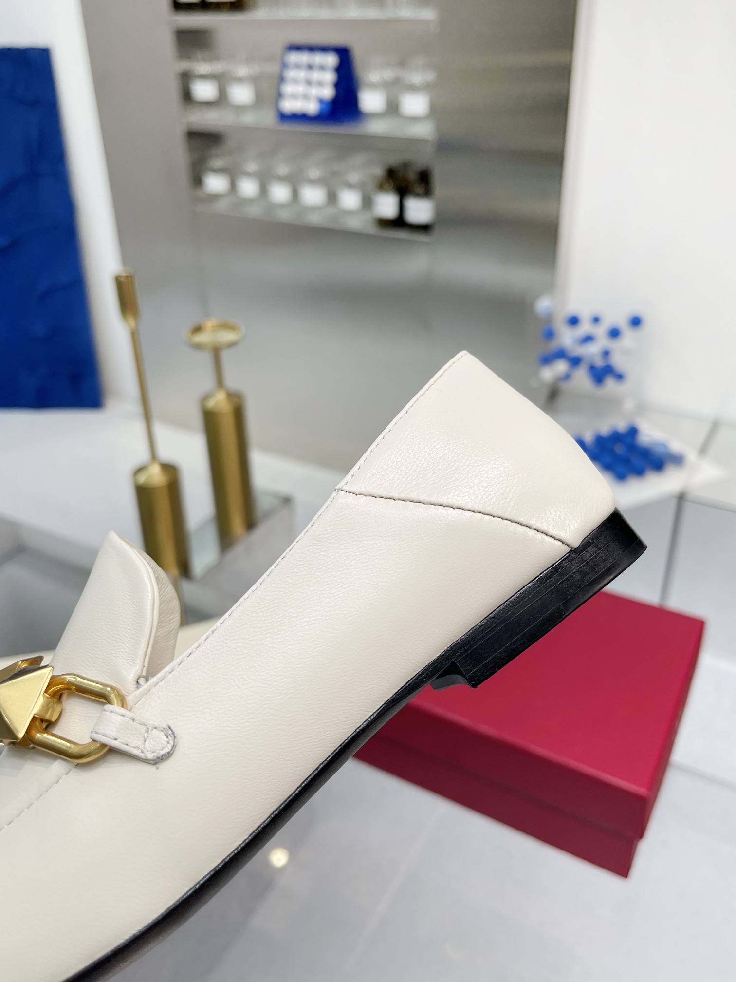 Valentino Garavani VLogo Studded Loafers White For Women - Soul Replicas