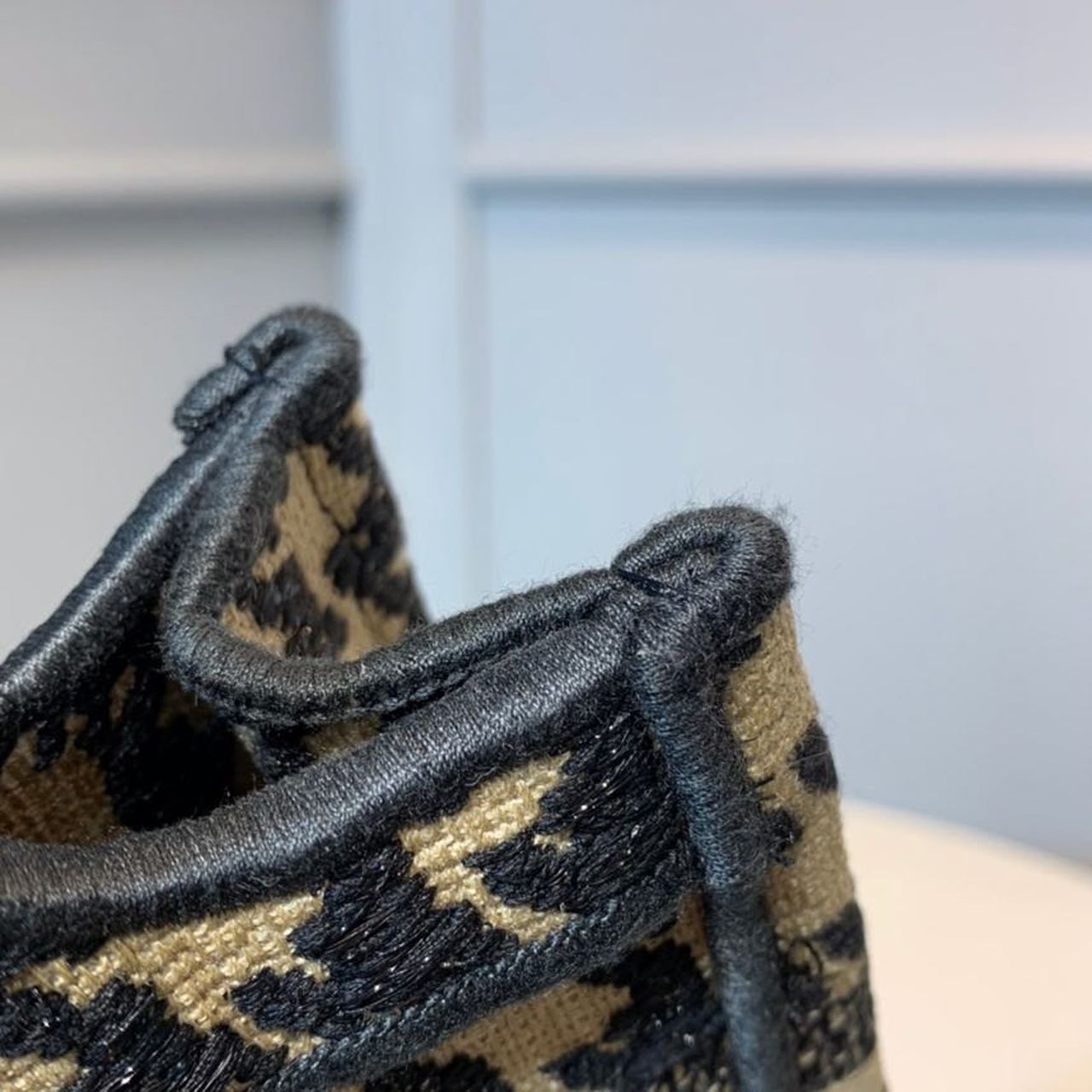 Christian Dior Mini Book Tote Bag Herringbone Embroidered Canvas For Women 22cm/9in CD - Soul Replicas