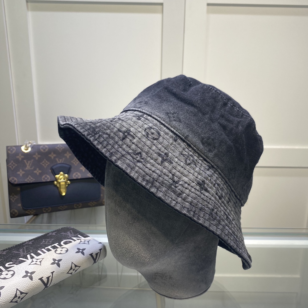 Louis Vuitton Illusion Denim Monogram Bucket Hat Black LV Hat - Soul Replicas