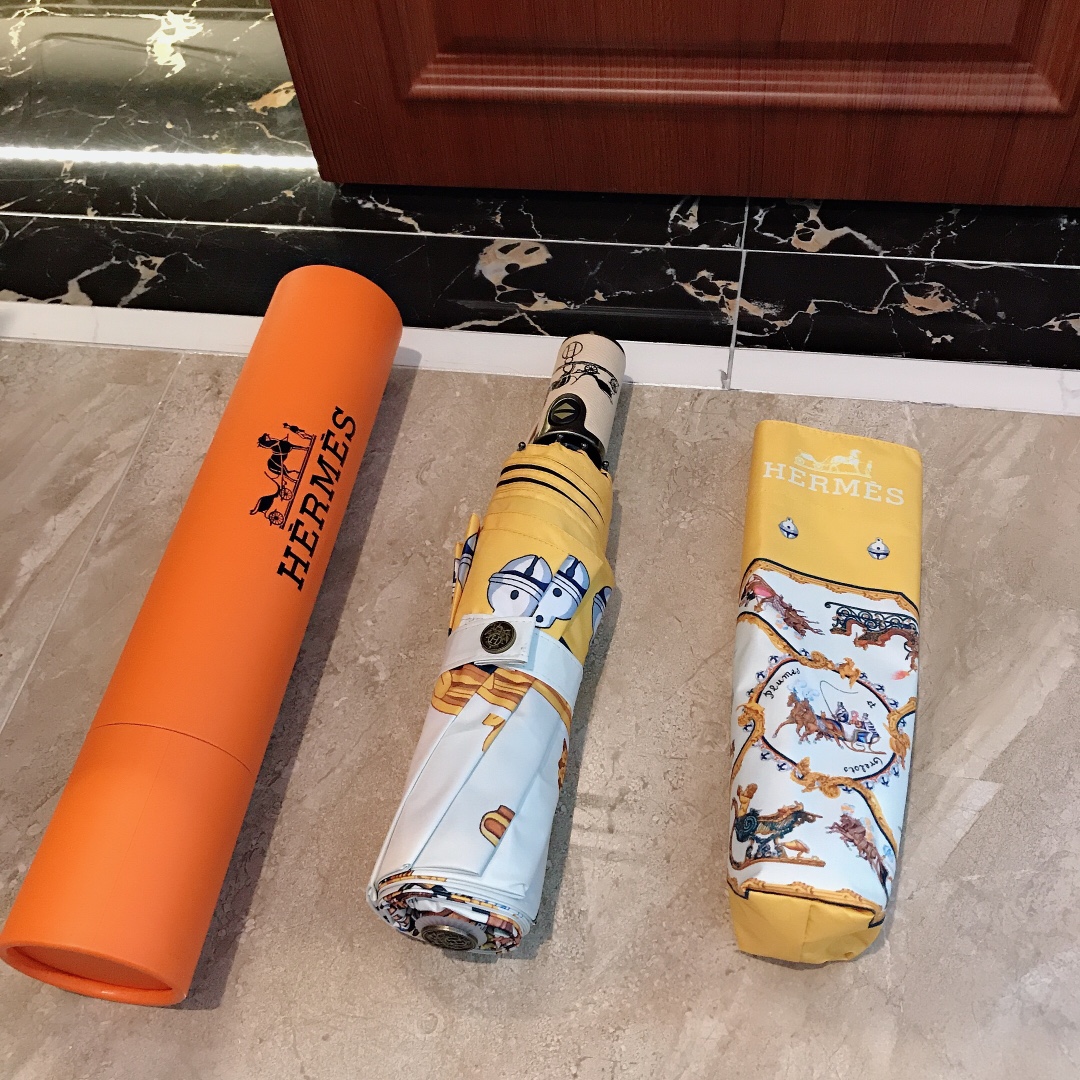 Hermes Pluie De H Folding Umbrella White - Soul Replicas