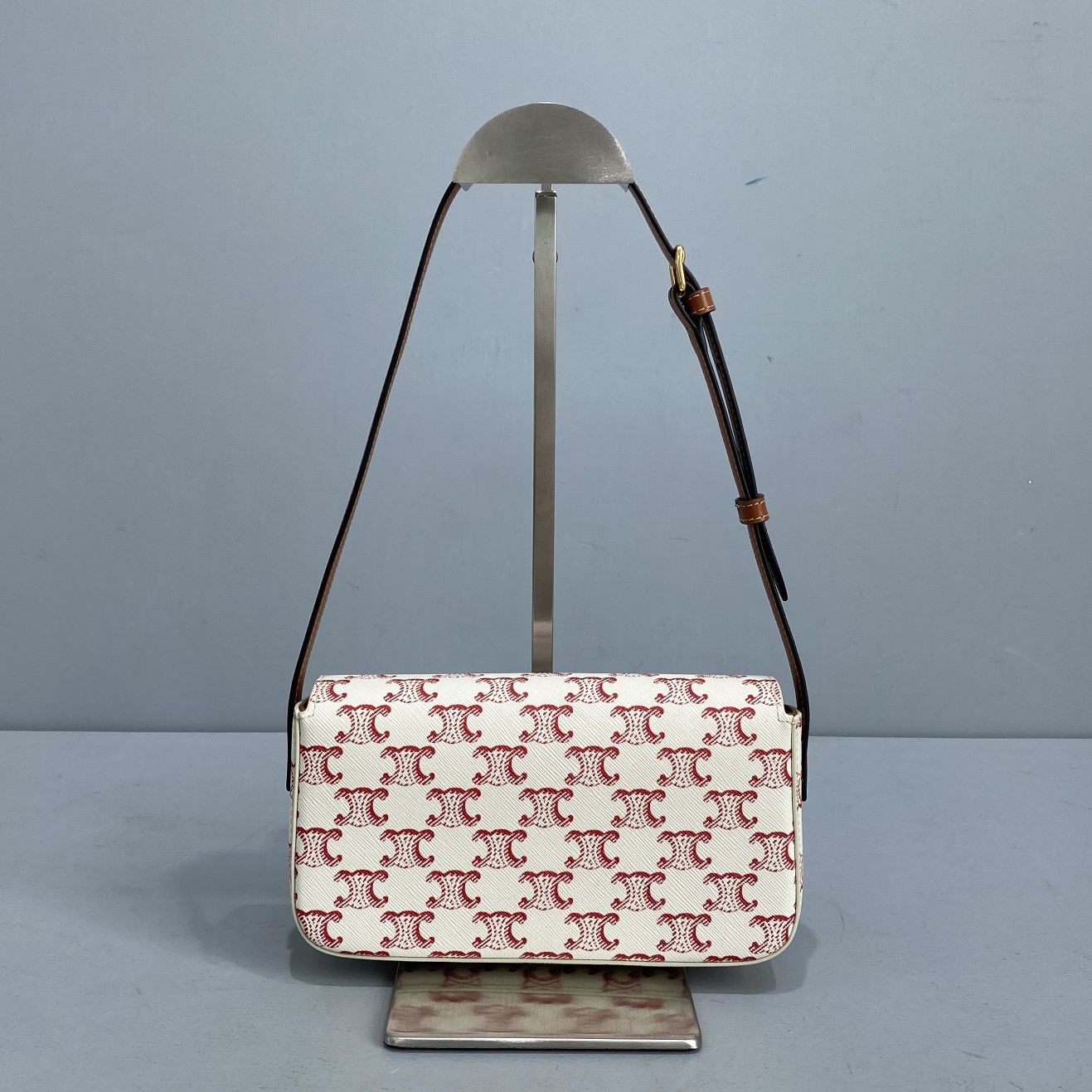 Celine Triomphe Shoulder Bag In Triomphe Canvas  Red For Women 8in/20cm 194142CUZ.27ED - Soul Replicas