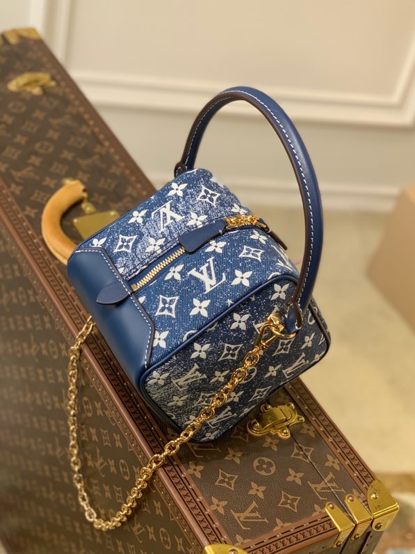 Louis Vuitton Square Bag Denim Jacquard Blue By Nicolas Ghesquiere For Women. Women-s Bags 6.3in/16cm LV M59611 - Soul Replicas