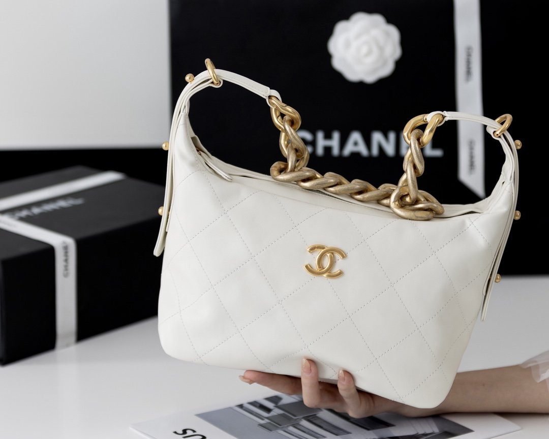 ChanelMedium Hobo Bag White For Women 11in/28cm - Soul Replicas
