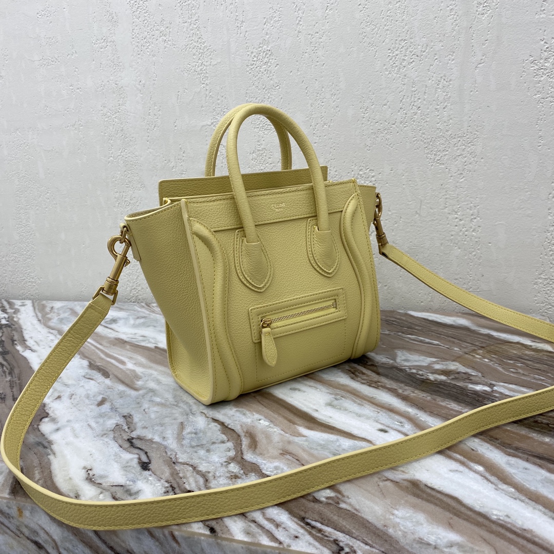 Celine Nano LuGucciage Bag In Drummed Yellow For Women 8in/20cm - Soul Replicas