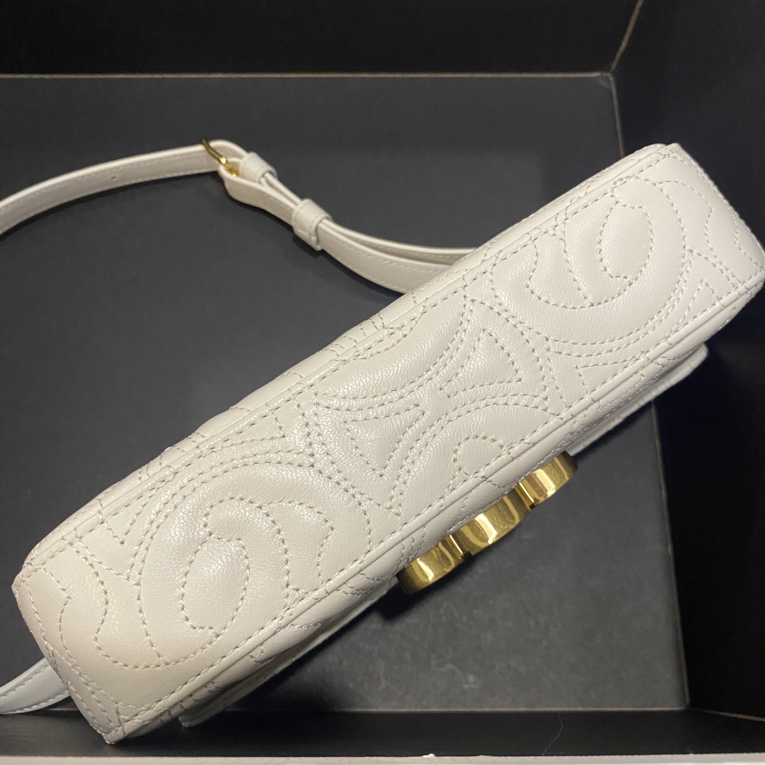 Celine Triomphe Shoulder Bag In Quilted Triomphe Lambskin White For Women 8in/20cm 194143EF4.01BC - Soul Replicas