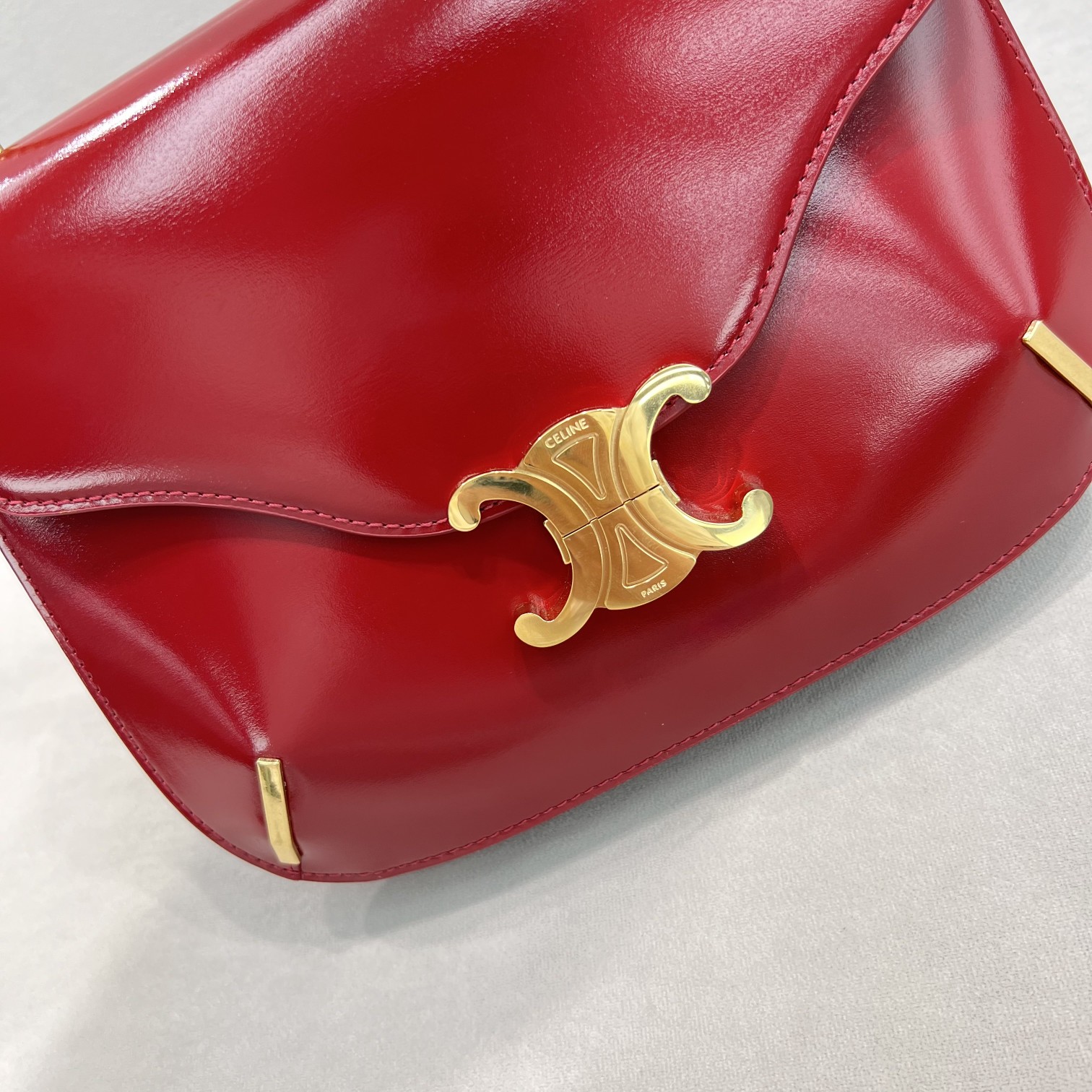 Celine Chain Besace Triomphe Carmin For Women 10in/24.5cm 199273BF4.27CA - Soul Replicas