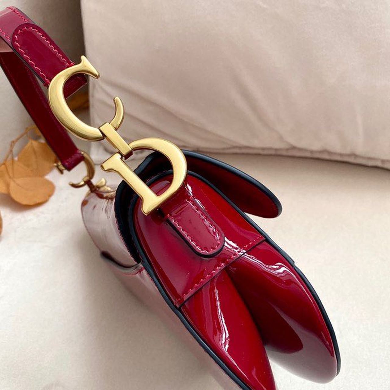 Christian Dior Micro Saddle Bag Red Patent Gold Toned Hardware For Women 19.5cm/7.6in CD - Soul Replicas