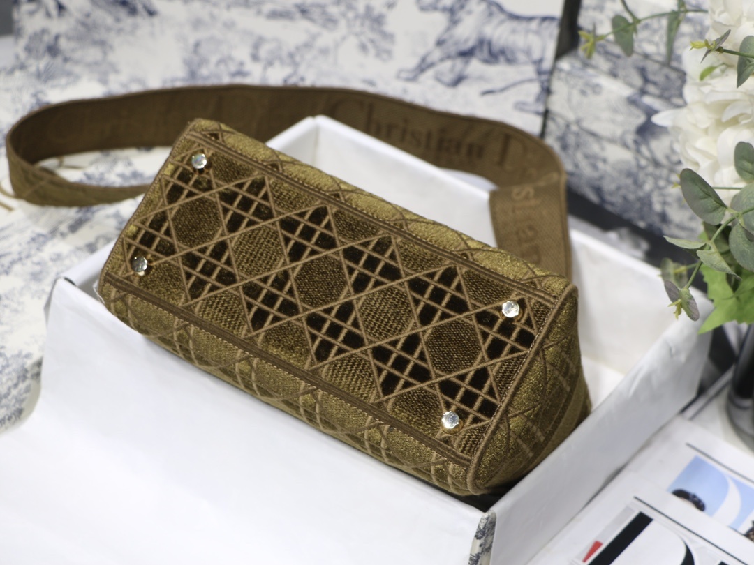 Christian Dior Medium Lady D-Lite Brown Cannage Bag For Women 9.5in/24cm CD - Soul Replicas