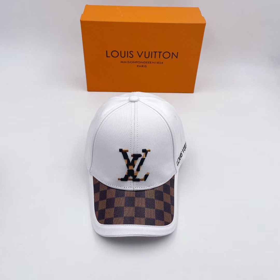 Louis Vuitton Embroidered Logo Baseball Cap White LV Cap - Soul Replicas