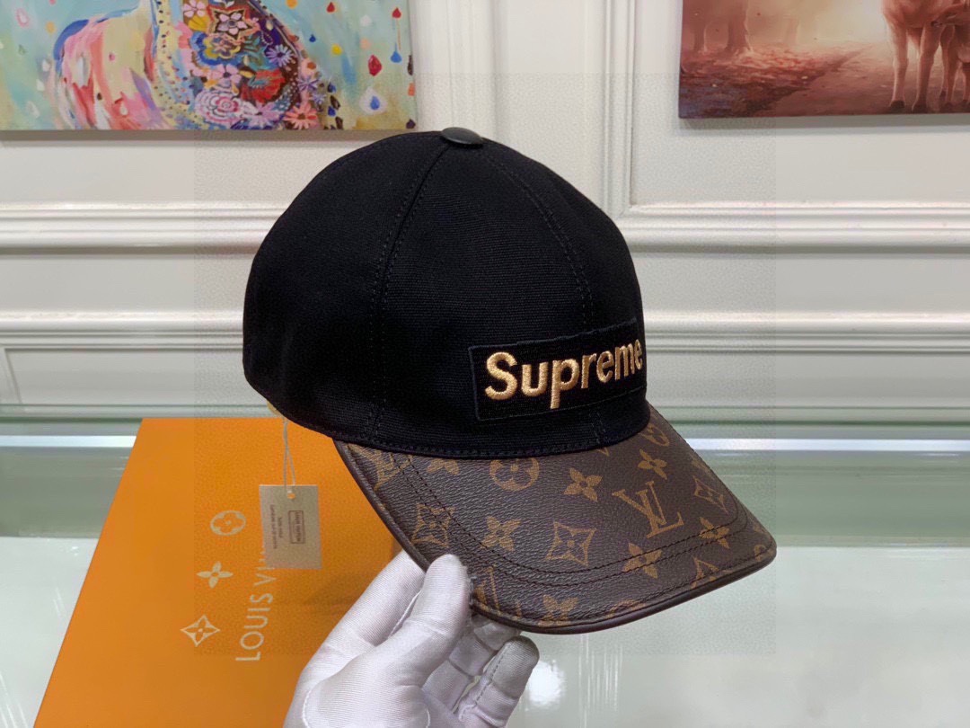 Louis Vuitton Supreme Cap Black LV Cap - Soul Replicas
