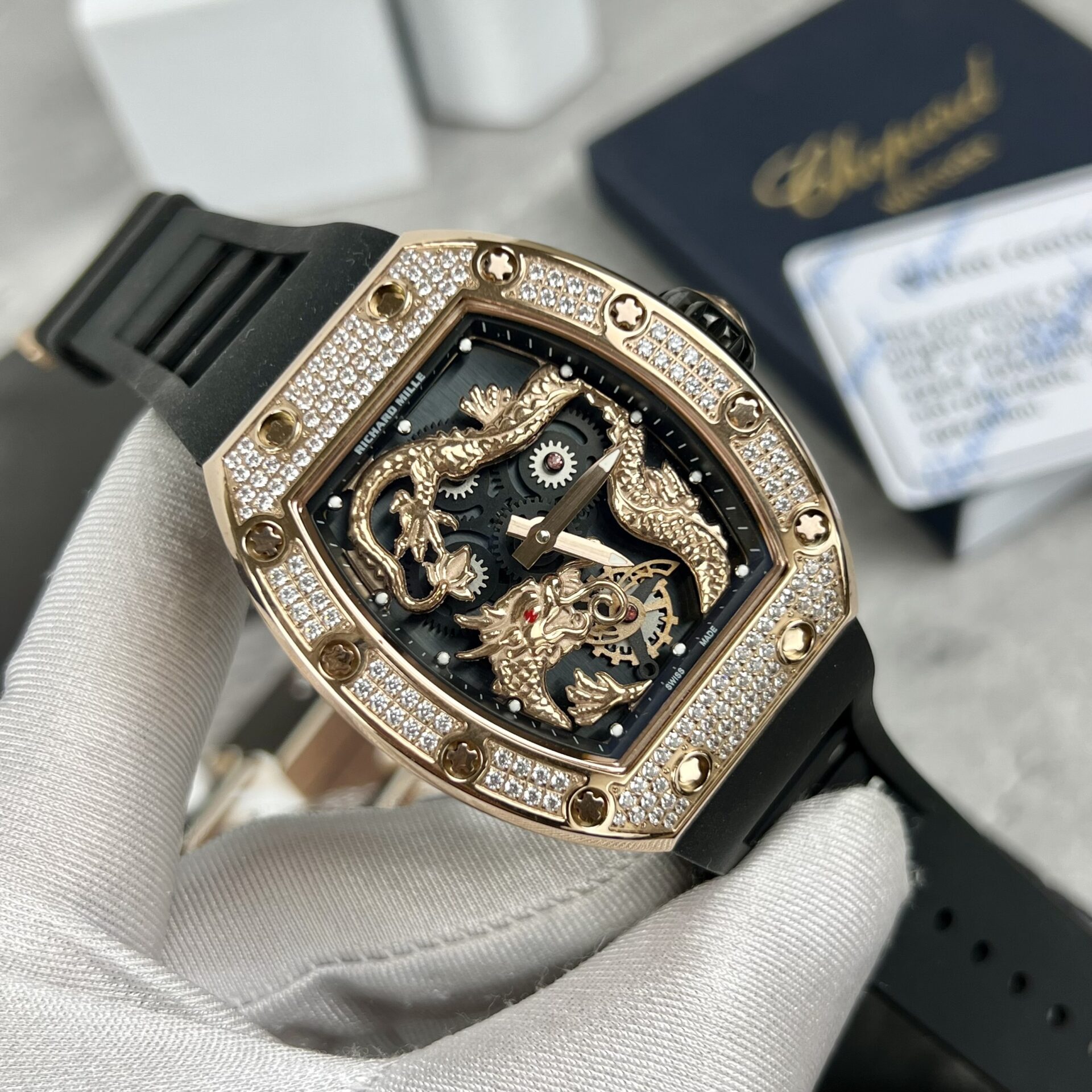 Richard Mille RM057 Jackie Chan Replica Watch With Full Diamonds 44mm - Soul Replicas