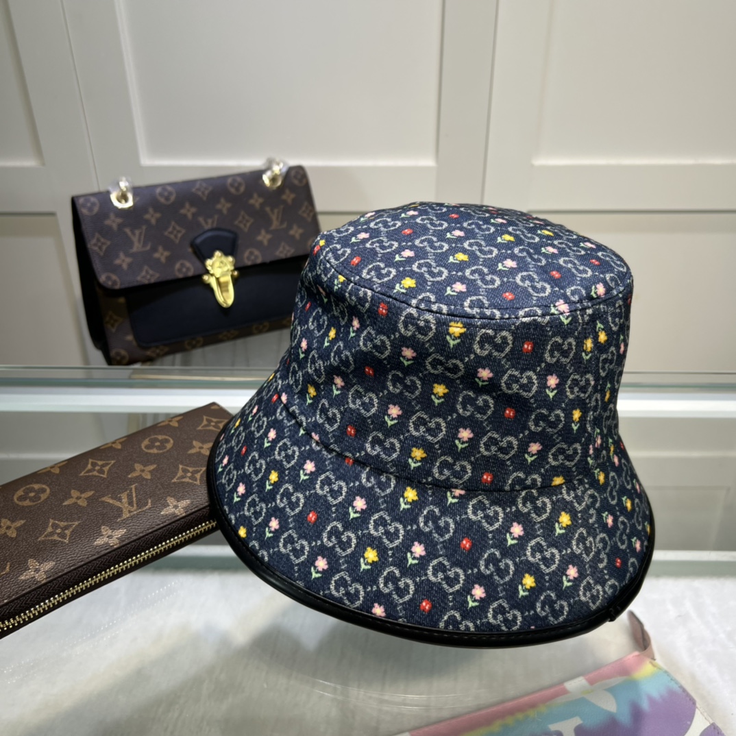 Gucci Bucket Hat With Floral Black Gucci Hat - Soul Replicas