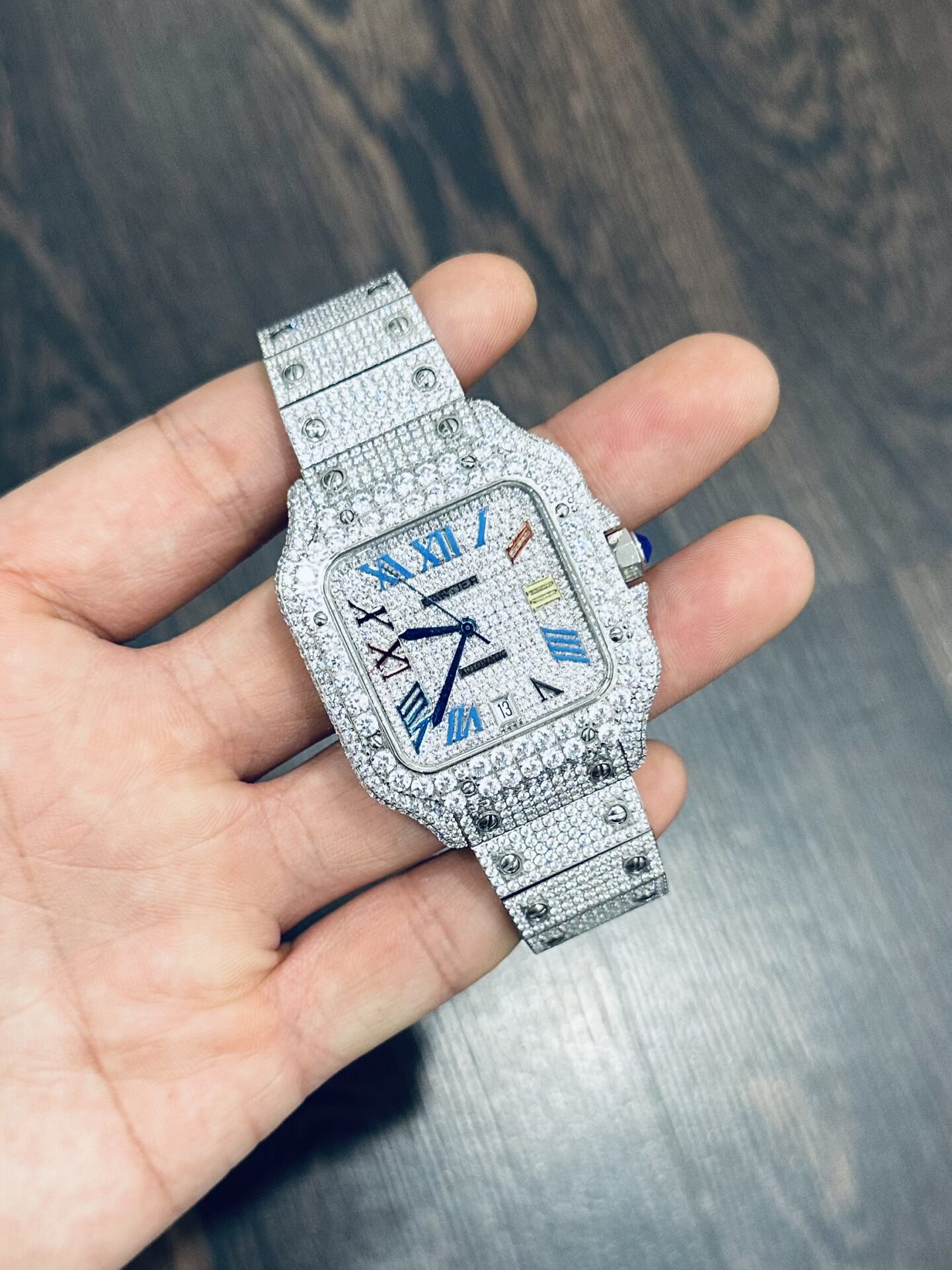 Cartier Santos Replica Watch Full CZ Metal Wire 39.8mm - Soul Replicas