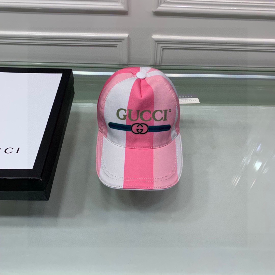 Gucci Canvas Baseball Hat White And Pink Gucci Hat - Soul Replicas