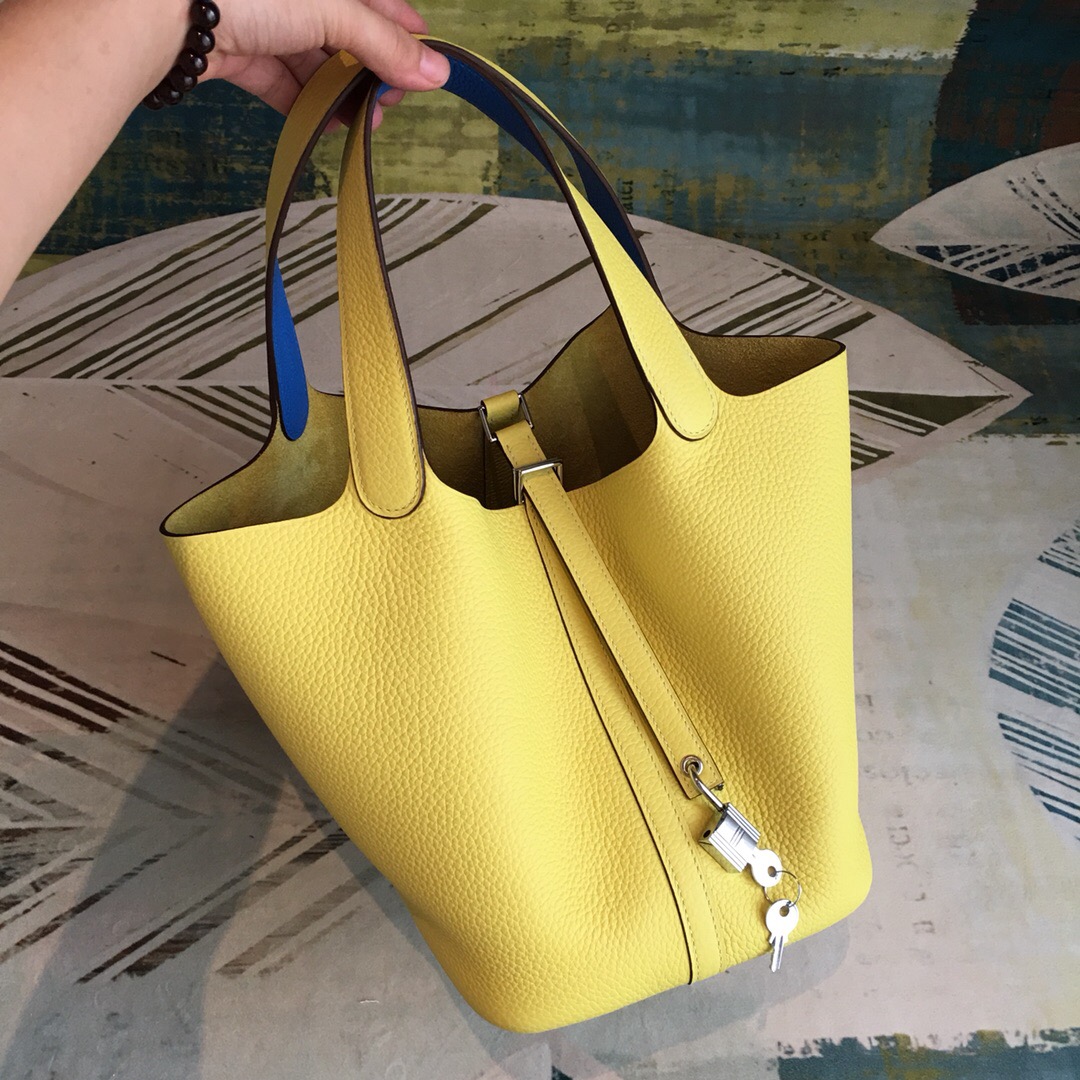 Hermes Picotin Lock 18 Light Yellow Clemence Palladium Hardware For Women 7.5in/19cm - Soul Replicas