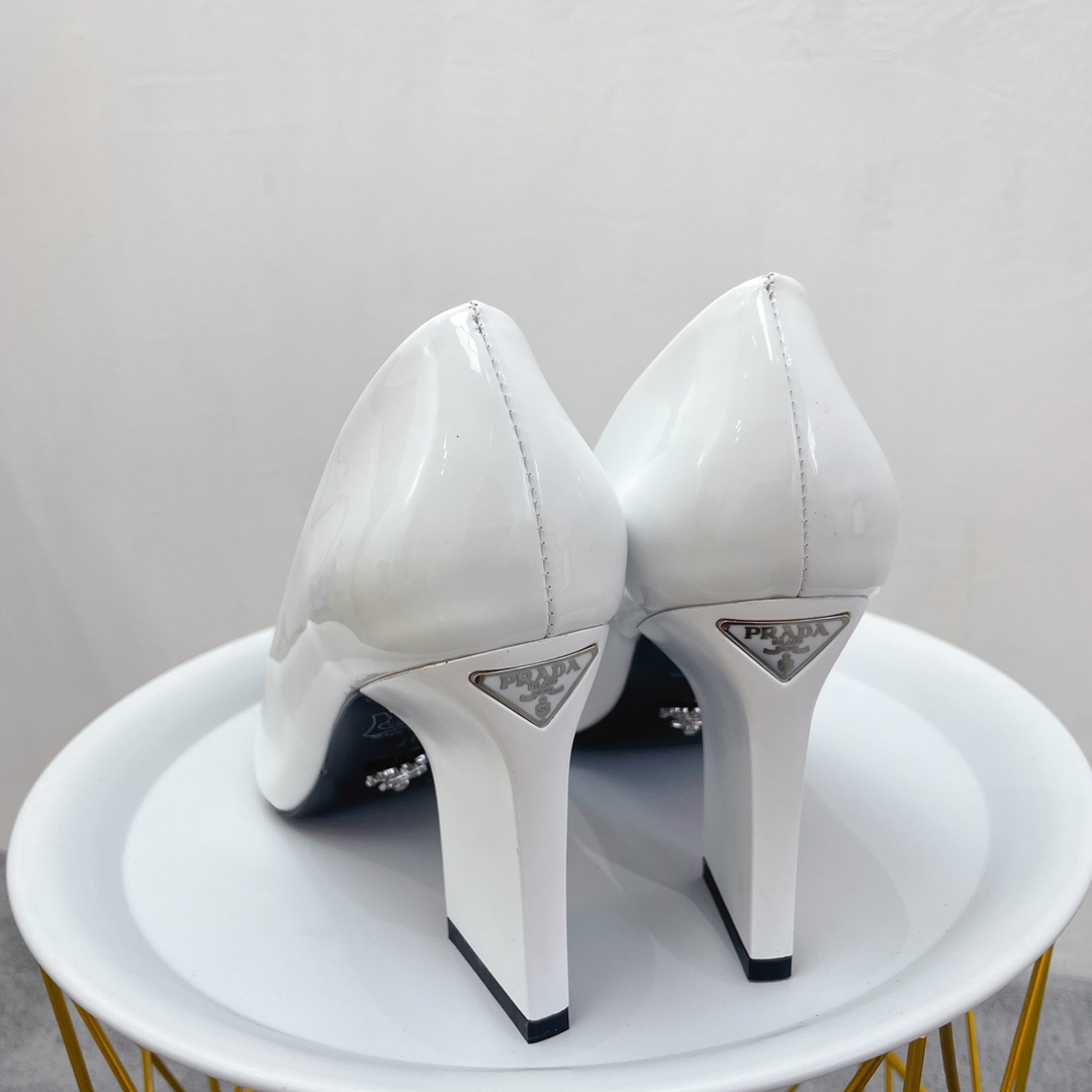 Prada Brushed Pumps White For Women Prada - Soul Replicas