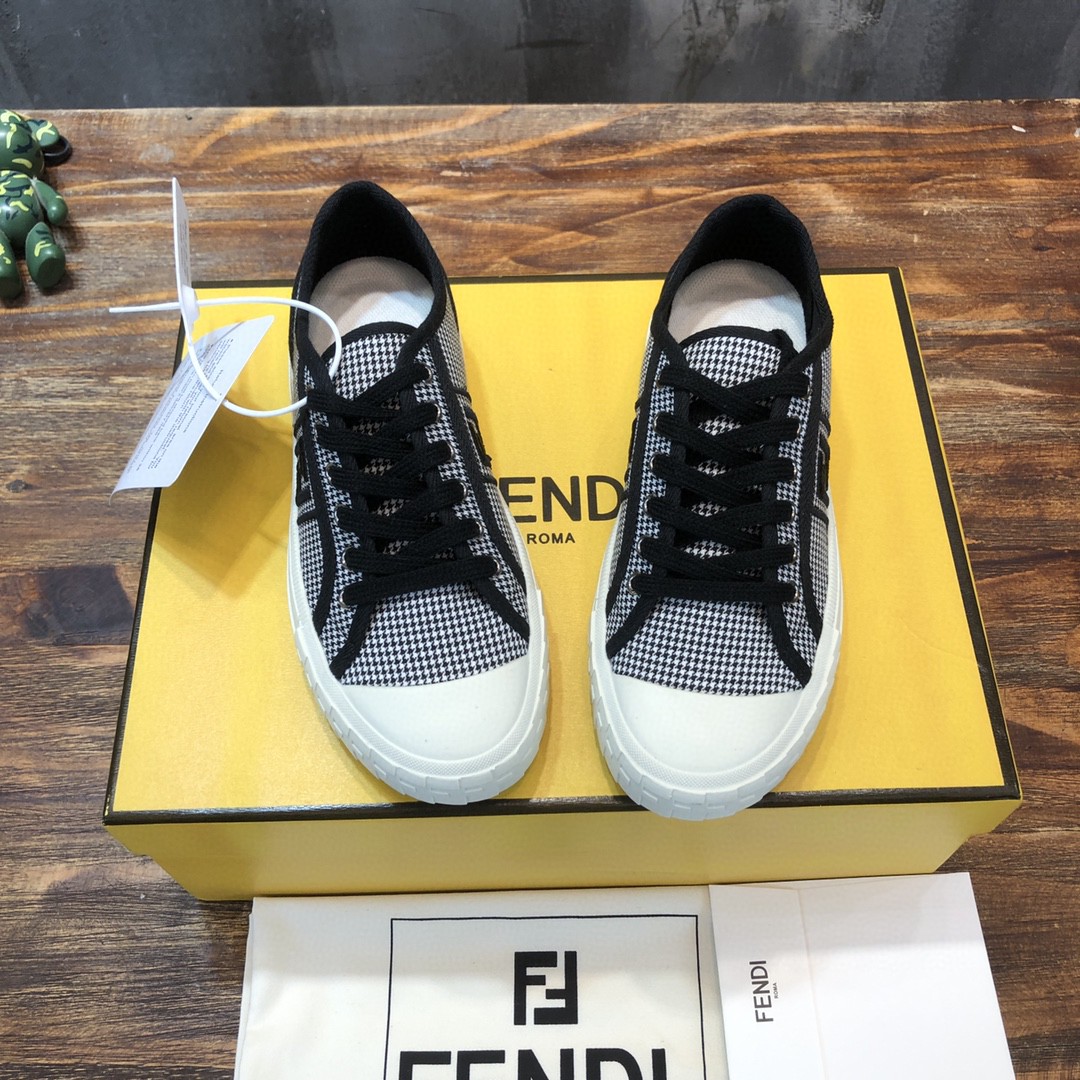 Fendi Domino Fabric Sneakers Black For Women - Soul Replicas