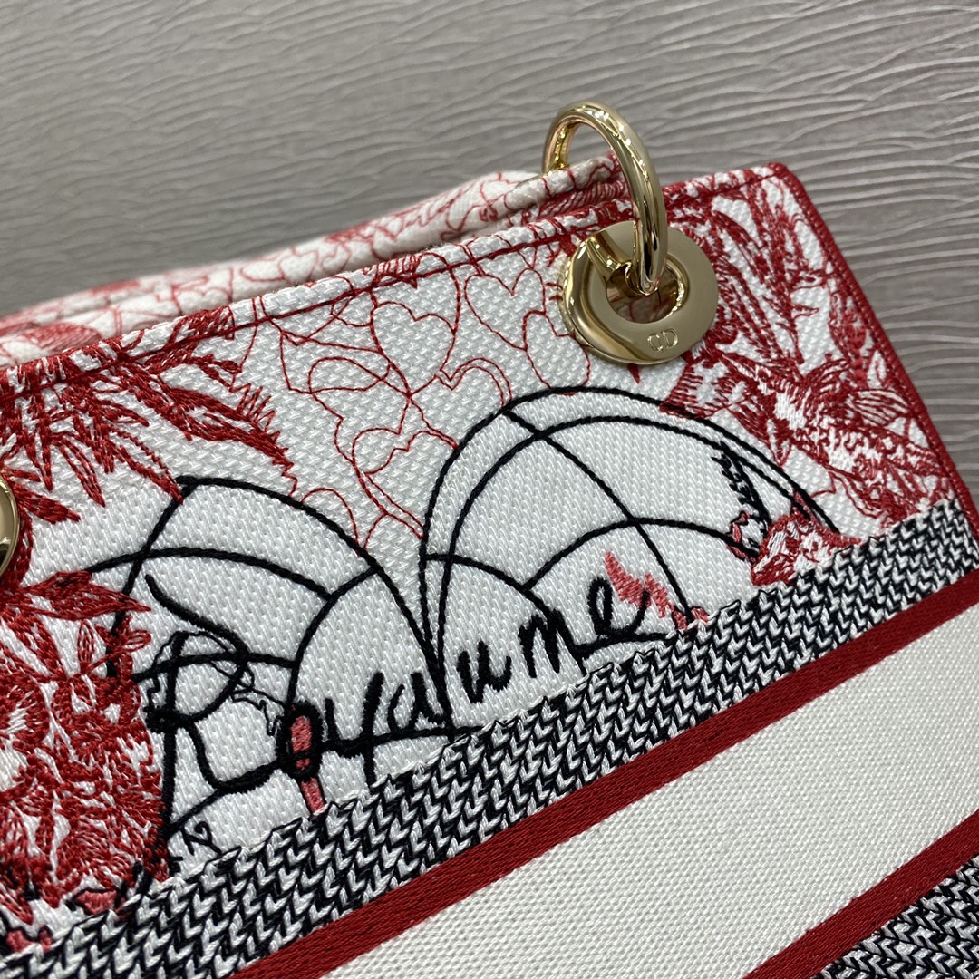 Christian Dior Medium Lady D-Lite Bag. Red. For Women Women-s Handbags. Crossbody Bags. 24cm CD - Soul Replicas